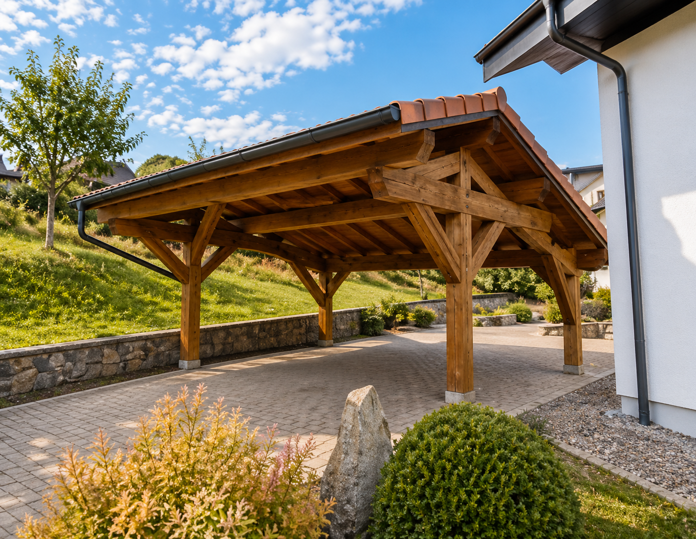 Carport deux pans asymétrique