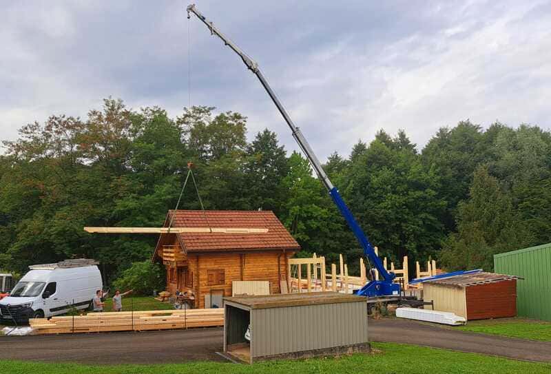 Extension d'un chalet avec une structure bois poteau - poutre - Vue 6